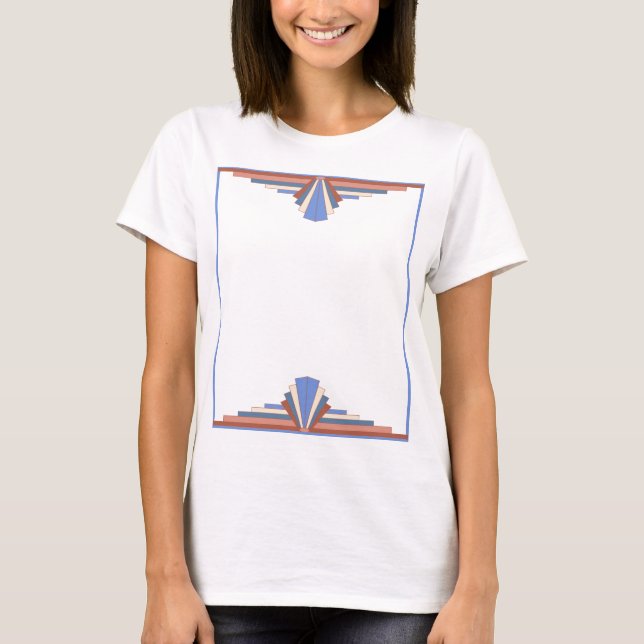 T-shirt Éléments Art déco en or rose & bleu (Devant)