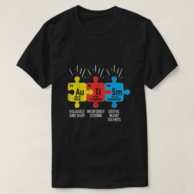 T-shirt Éléments autistes Tableau périodique Sensibilisati (Design devant)