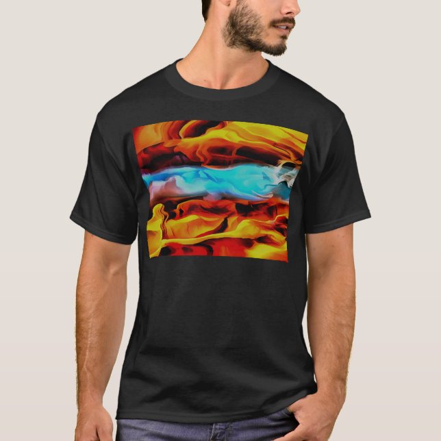 T-shirt Eléments Chauds Et Froids Acrylique Verser Abstrai (Devant)