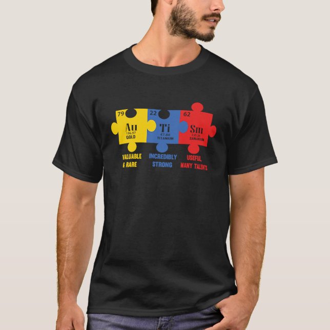 T-shirt Éléments chimiques Autisme sensibilisation  Or Tit (Devant)