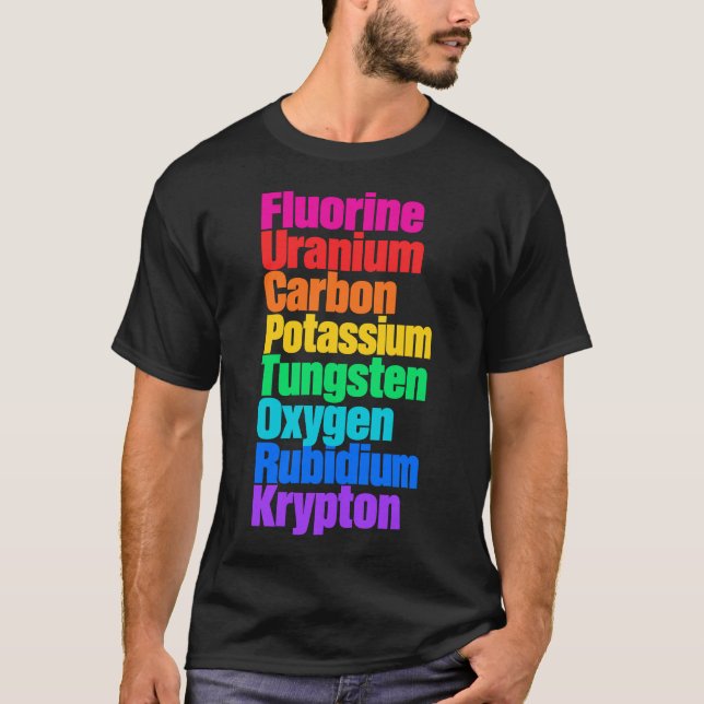 T-shirt Éléments Chimiques Colorés Graphique Scientifique (Devant)