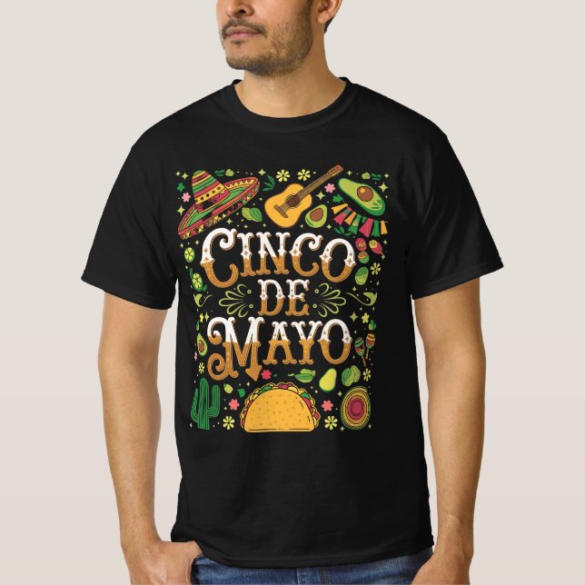 T-shirt Éléments de fête mignons de Cinco De Mayo (Devant)