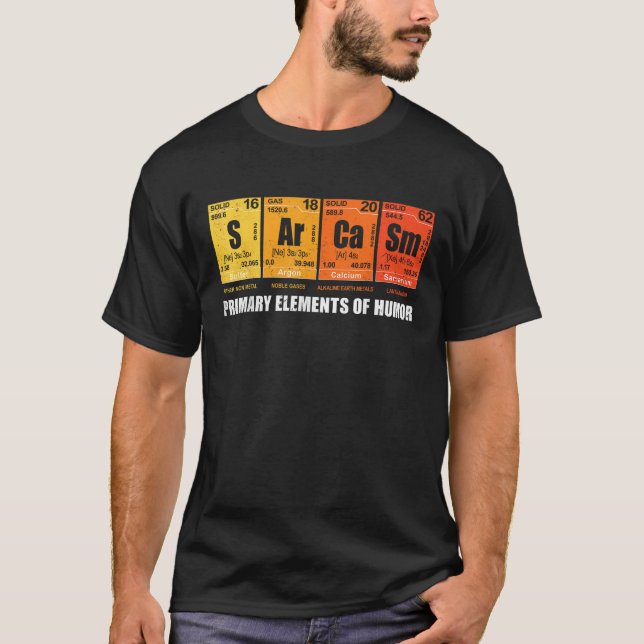 T-shirt Éléments De Sarcasme De L'Humour Tableau Périodiqu (Devant)