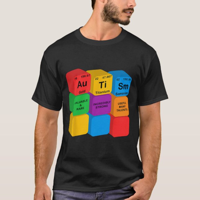 T-shirt Éléments de Sensibilisation sur l'autisme amusants (Devant)