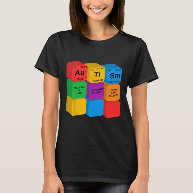 T-shirt Éléments de Sensibilisation sur l'autisme amusants (Devant)