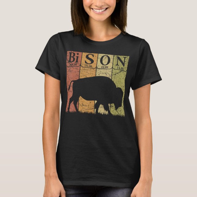 T-shirt Éléments de tableau périodique du bison américain  (Devant)