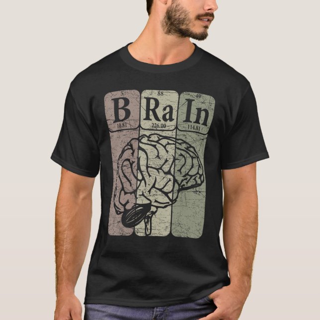 T-shirt Éléments de tableau périodique du cerveau Neurolog (Devant)