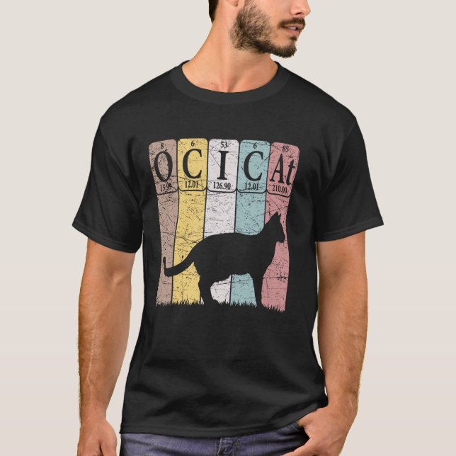 T-shirt Éléments du tableau périodique du chat Ocicat (Devant)