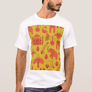 T-shirt Éléments Indiens, Main Tirée Vintage.