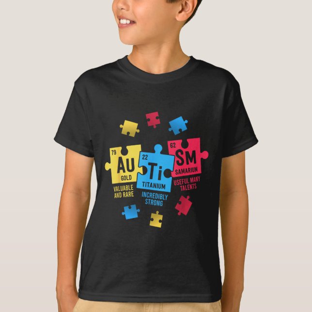 T-shirt Éléments Tableau Périodique TSA Sensibilisation à  (Devant)
