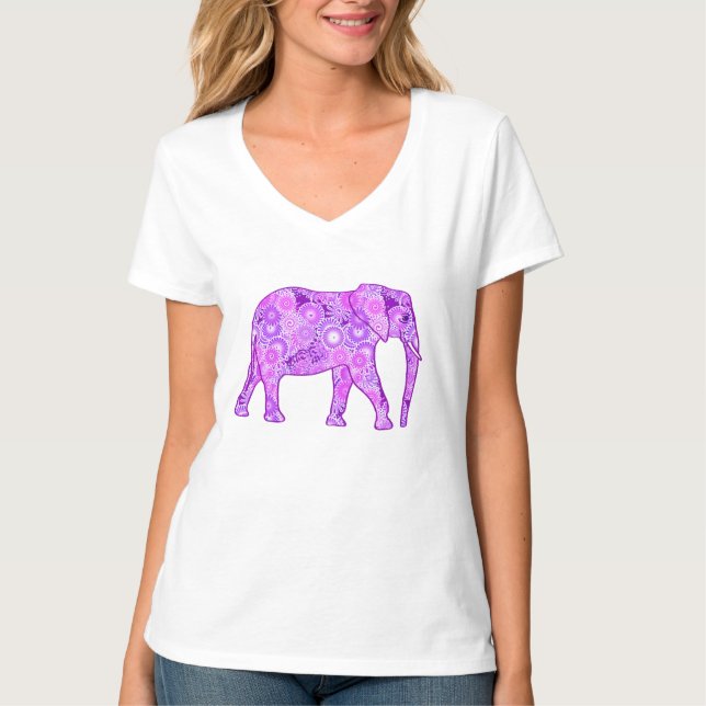 T-shirt Éléphale tourbillon fractal - violet et orchidée (Devant)