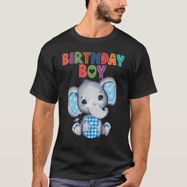 T-shirt Elephant 3ème anniversaire garçon 3 ans Eleph à th (Devant)