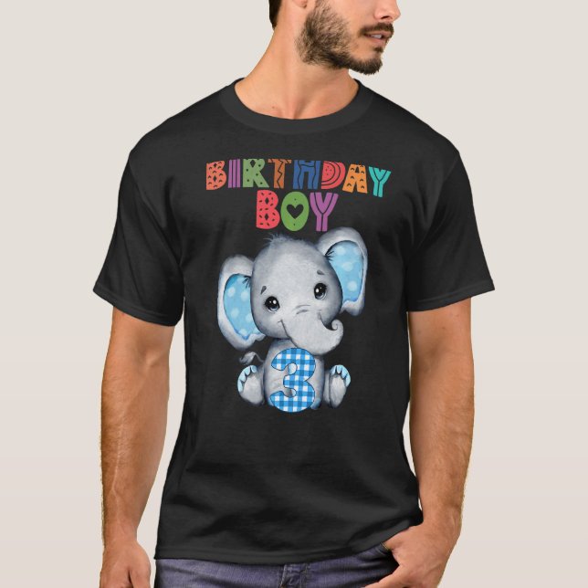 T-shirt Elephant 3ème anniversaire garçon 3 ans Eleph à th (Devant)