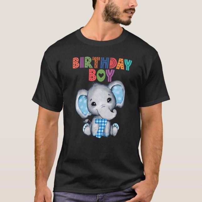 T-shirt Elephant 7th Birthday Boy Kids 7 Years Old Elephan (Devant)
