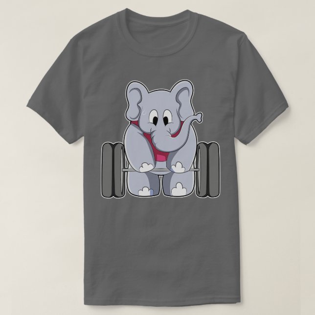 T-shirt Elephant à Bodybuilding avec Barbell (Design devant)