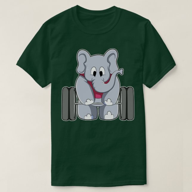 T-shirt Elephant à Bodybuilding avec Barbell (Design devant)