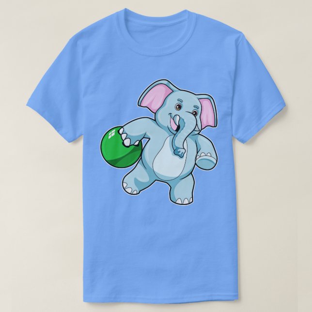 T-shirt Eléphant à Bowling avec Bowling ball 1 (Design devant)