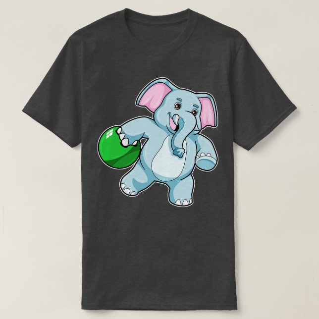 T-shirt Eléphant à Bowling avec Bowling ball 2 (Design devant)
