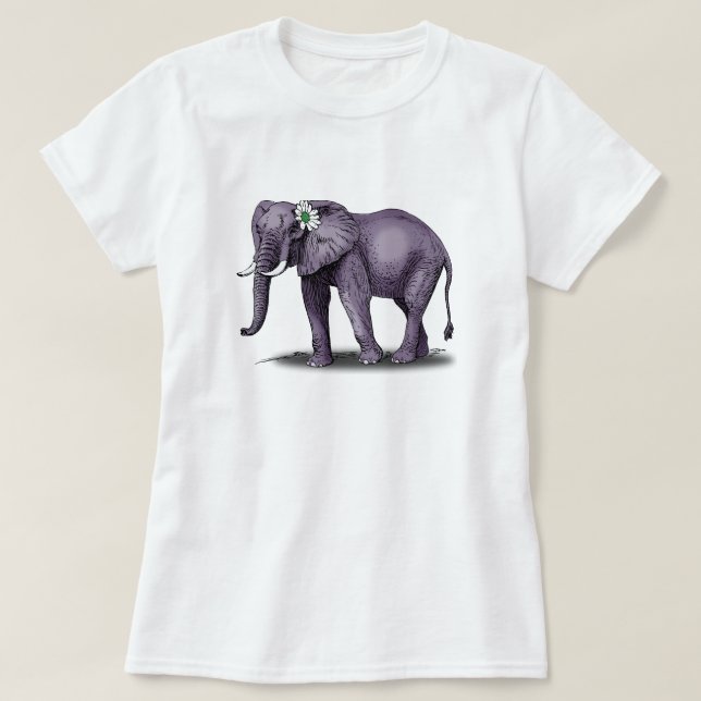 T-shirt éléphant à fleur (Design devant)
