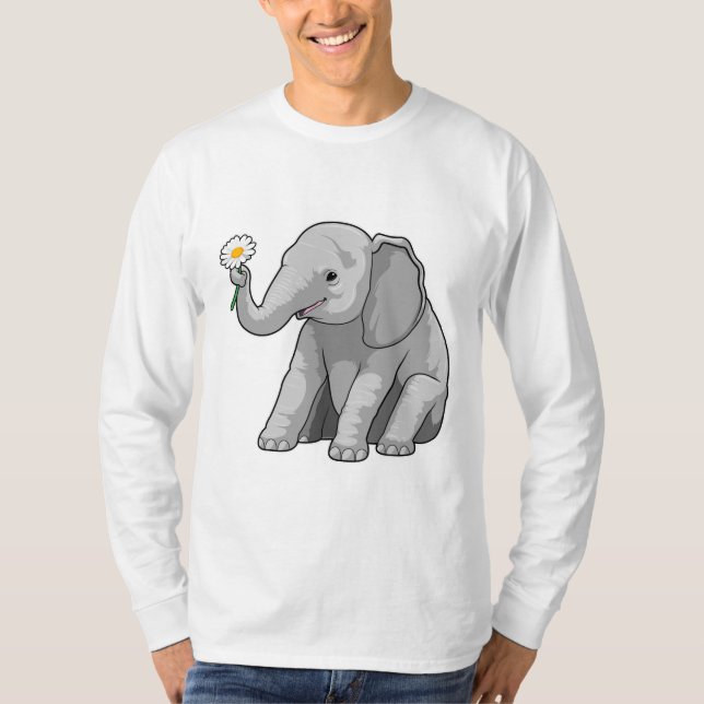 T-shirt Eléphant à fleurs (Devant)