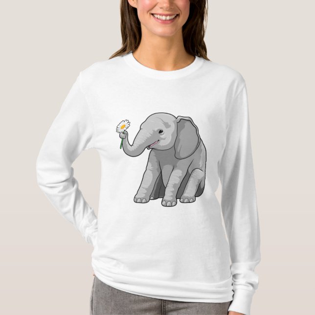 T-shirt Eléphant à fleurs (Devant)