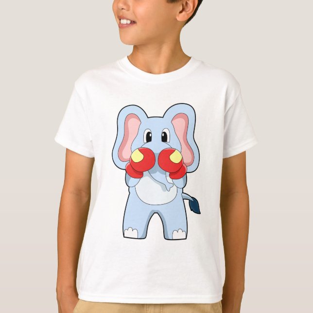 T-shirt Eléphant à la boxe avec gants de boxe (Devant)