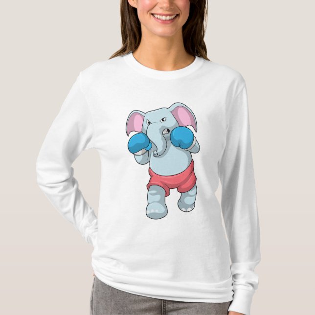 T-shirt Eléphant à la boxe avec gants de boxe (Devant)