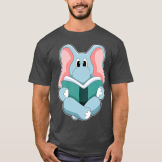 T-shirt Eléphant à la lecture avec livre