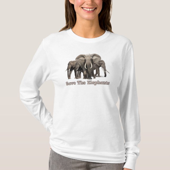 T-shirt éléphant à manches longues (Devant)