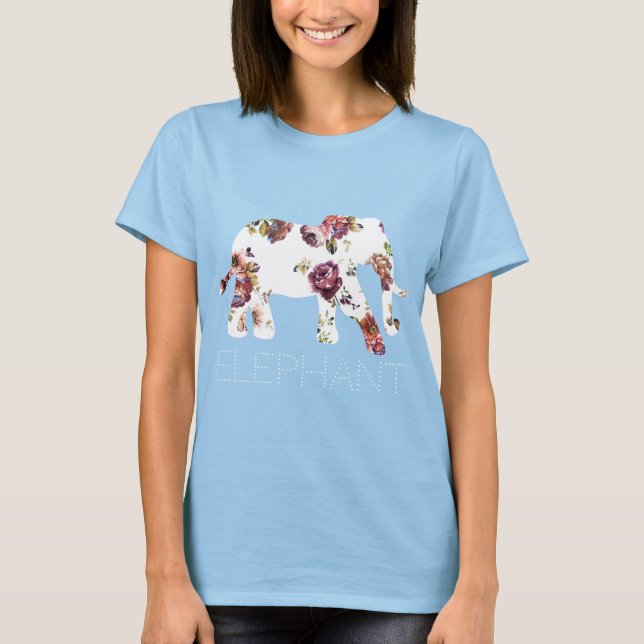 T-shirt Eléphant à motif Granny Florals (Devant)