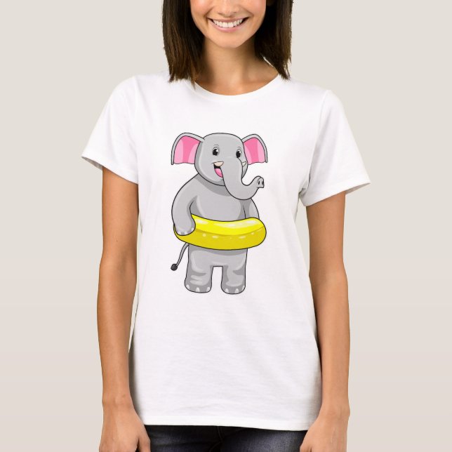 T-shirt Eléphant à nager avec Lifebuoy (Devant)
