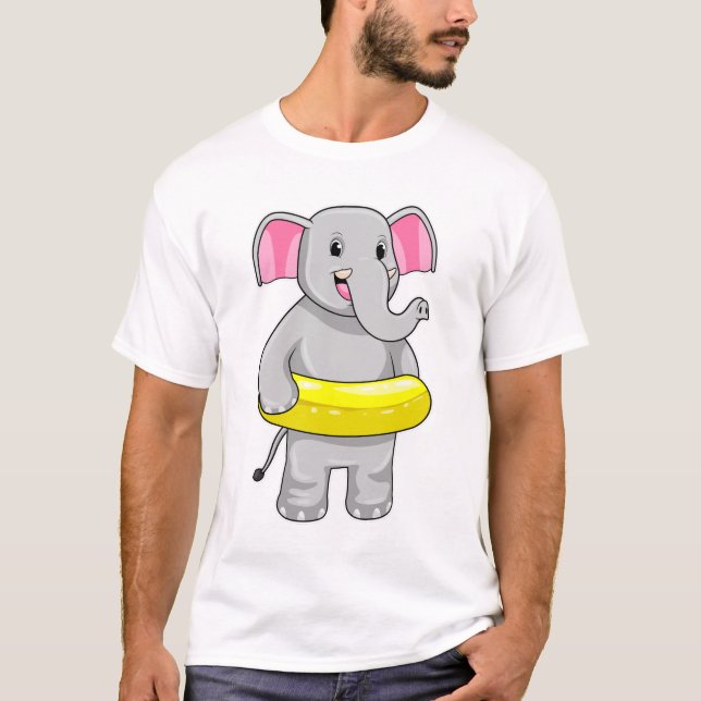 T-shirt Eléphant à nager avec Lifebuoy (Devant)
