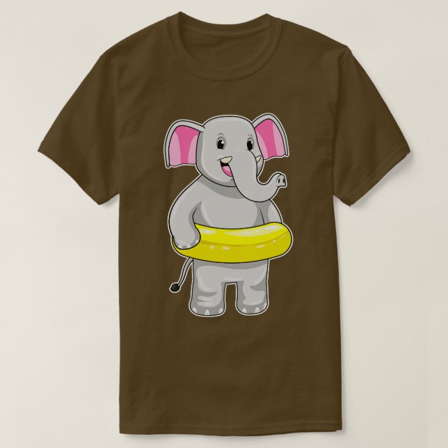 T-shirt Eléphant à nager avec Lifebuoy 2 (Design devant)
