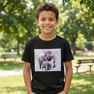 T-shirt Eléphant africain avec aquarelle de veau
