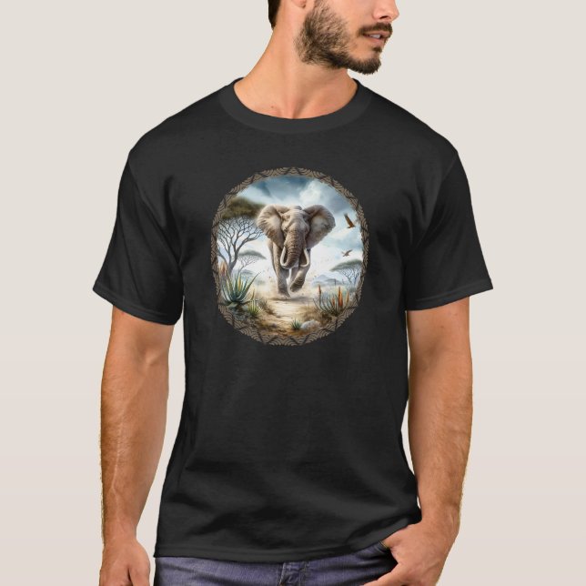 T-shirt Eléphant africain avec Motif (Devant)