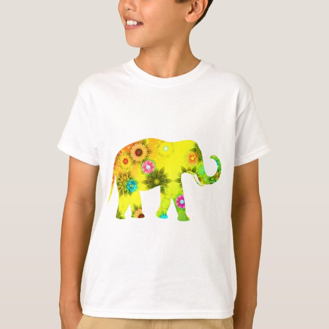 T-shirt Éléphant africain floral (Devant)