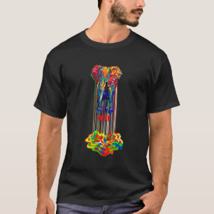T-shirt Eléphant Amusant Et Sage Coloré Multicolore Coloré