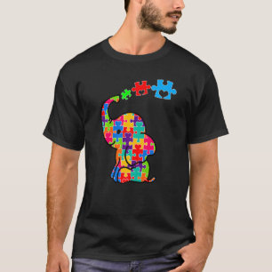 T-shirt Eléphant Animaux Puzzle Pièces Sensibilisation sur