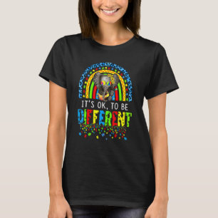 T-shirt Éléphant Arc-en-Ciel C'est Ok D'être Différent Aut