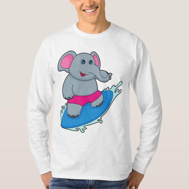 T-shirt Elephant as surfer avec surf (Devant)