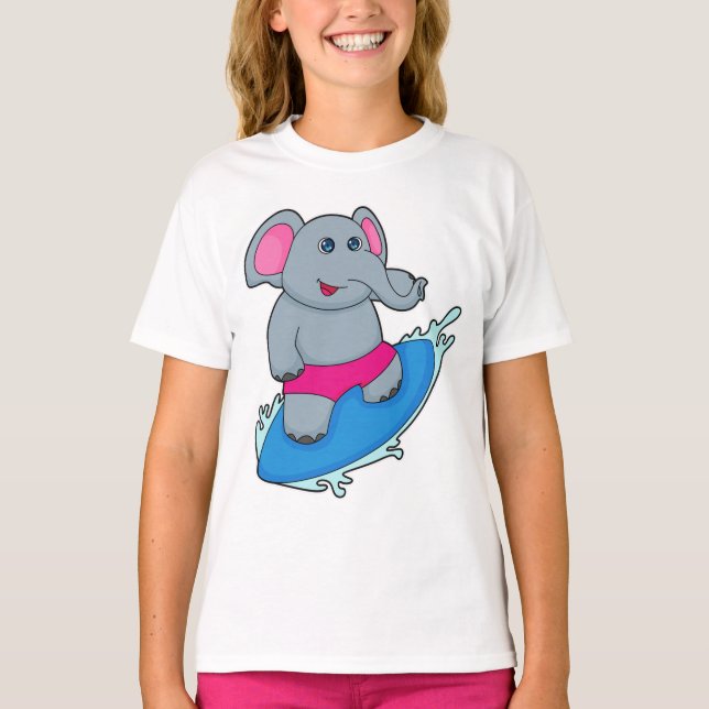 T-shirt Elephant as surfer avec surf (Devant)