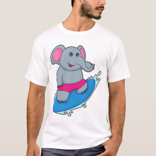 T-shirt Elephant as surfer avec surf