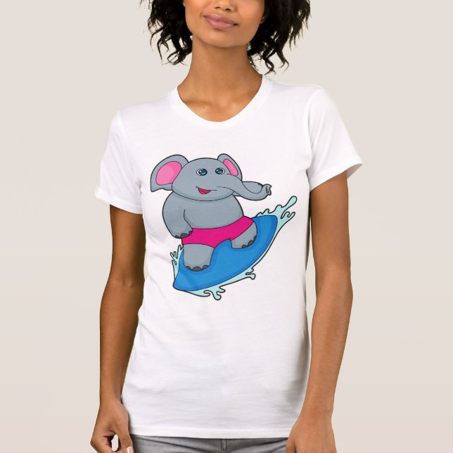 T-shirt Elephant as surfer avec surf (Devant)