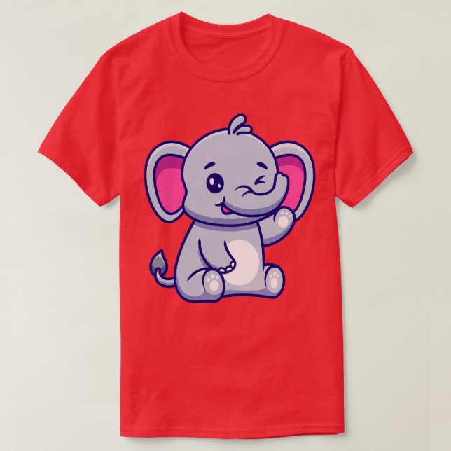 T-shirt Eléphant Assis Et Agitant La Main (Design devant)
