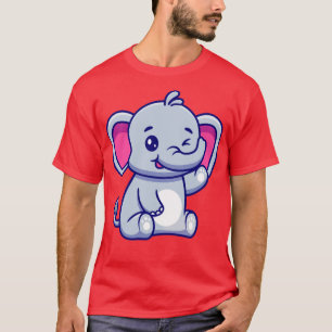 T-shirt Eléphant Assis Et Agitant La Main