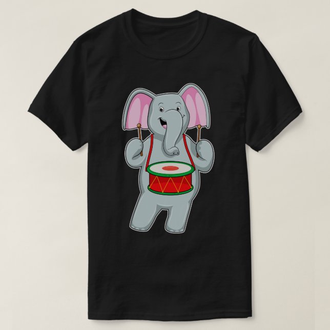T-shirt Elephant at Music with Drum (Design devant)