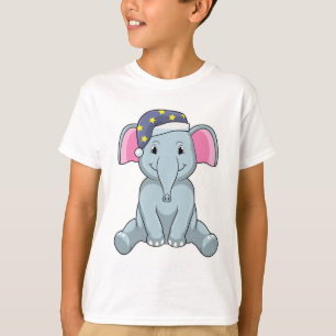 T-shirt Eléphant au coucher avec casquette de nuit