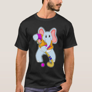 T-shirt Elephant au hockey avec chauve-souris de hockey