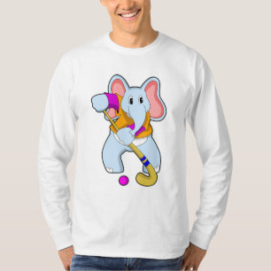 T-shirt Elephant au hockey avec chauve-souris de hockey