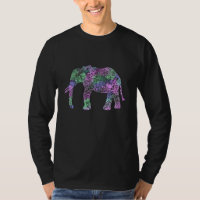 éléphant au néon floral tribal coloré minimaliste